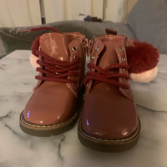 Zara Patent Pink Combat style Lace up boot - Picture 5 of 5